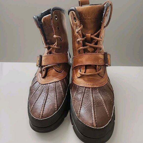 Polo Ralph Lauren Boots Shoes Leather Hunting Hiking Haywards Buckled‎ Mens 9 D - Picture 1 of 11